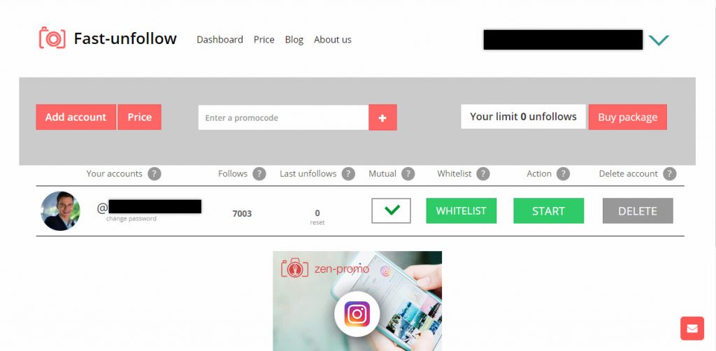 fast unfollow homepage