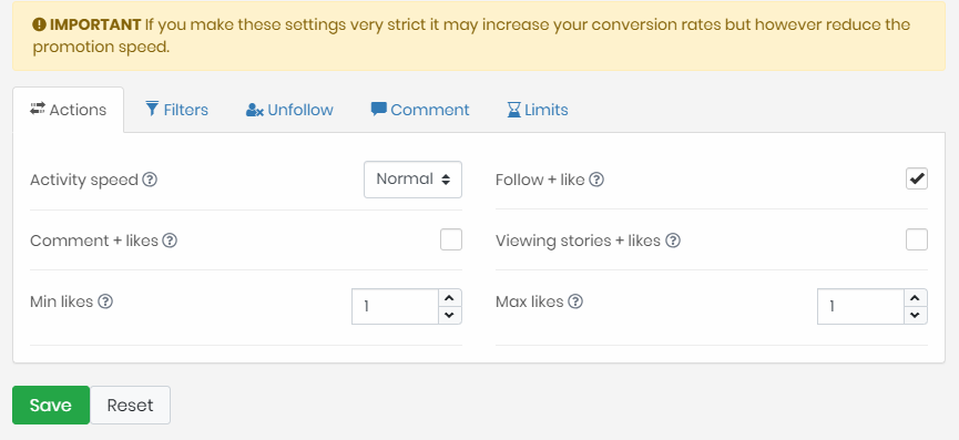 activity speed instavast