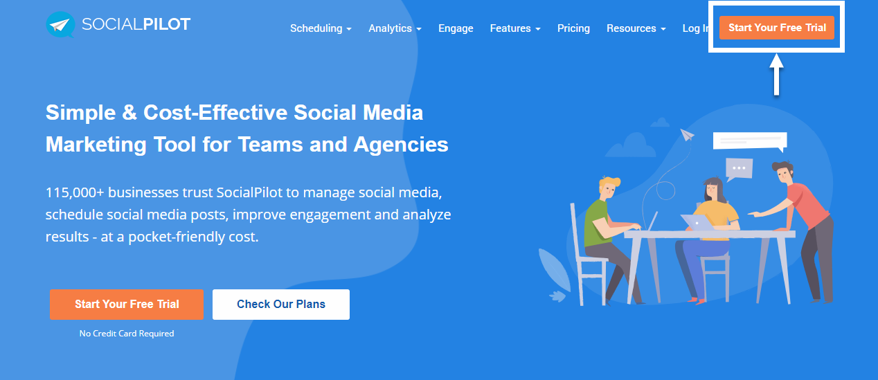 socialpilot homepage