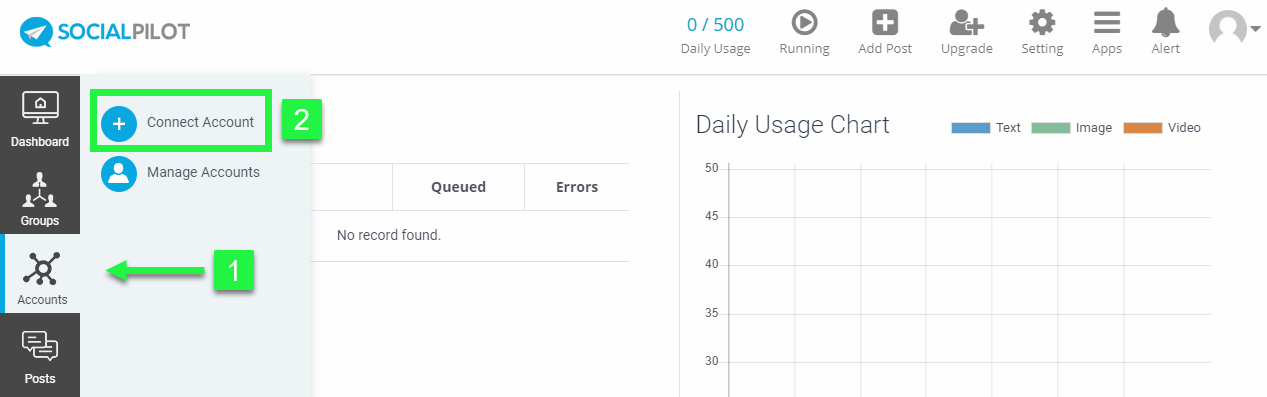 connecting social media account with socialpilot