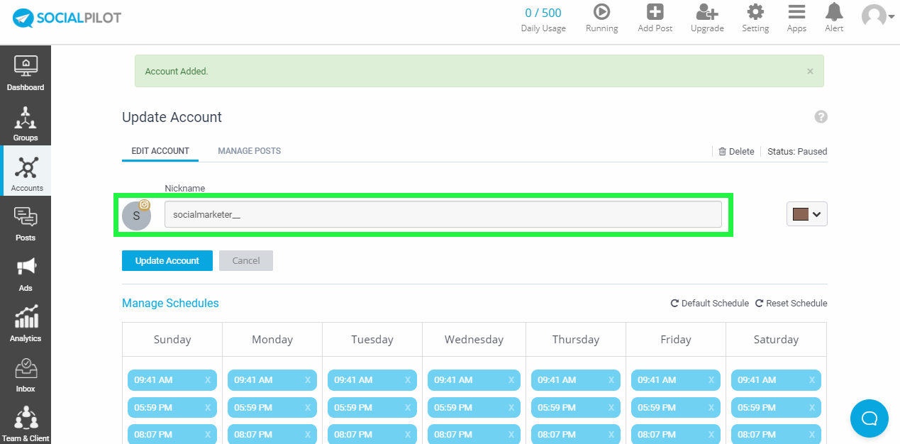 Socialpilot dashboard