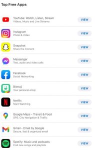 Top free apps on App Store