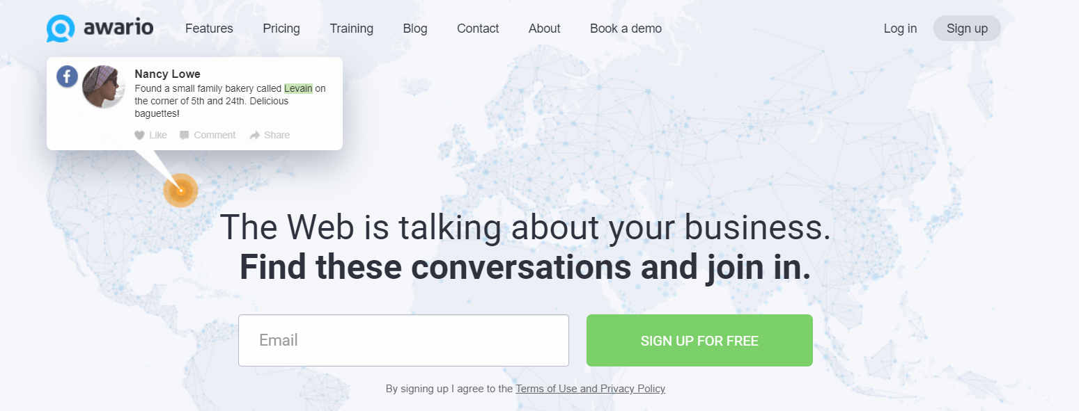 Awario homepage- Instagram business tools