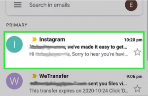 Instagram confirmation link to reset your password
