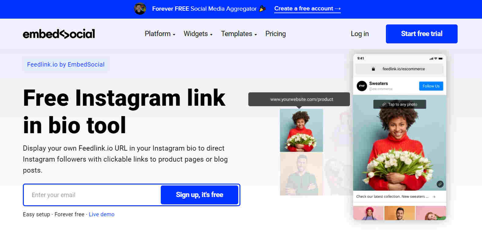 FeedLink homepage- Instagram business tools