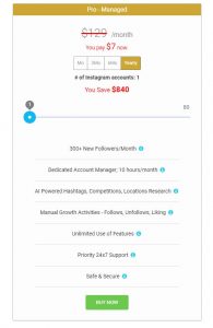 Instagram growth pricing