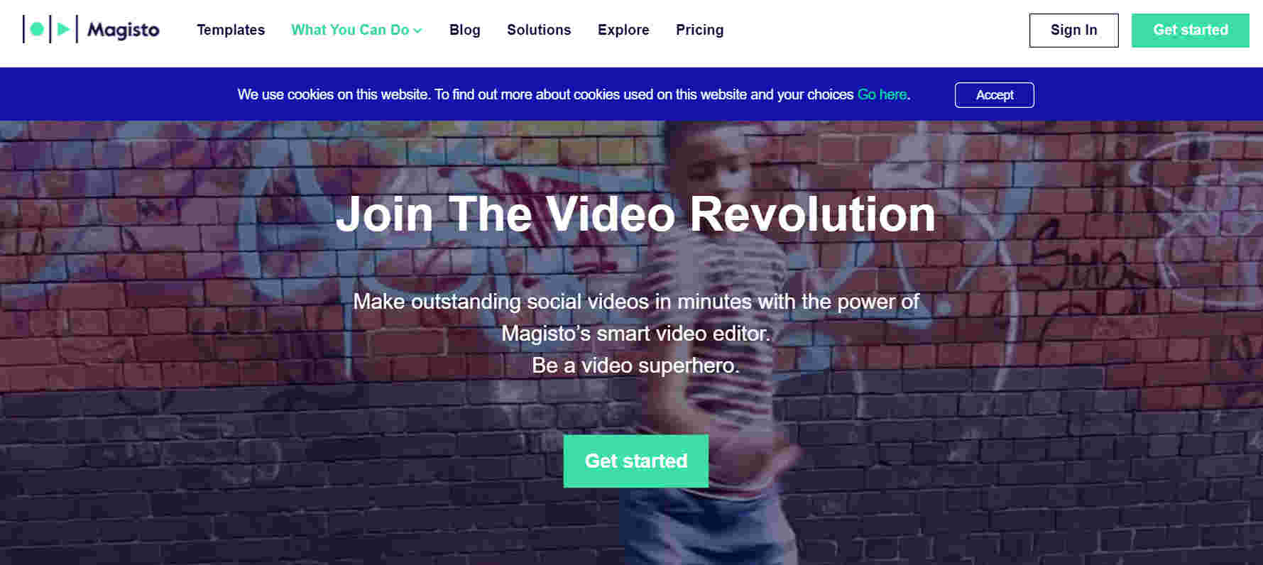 Magisto homepage- Instagram business tools