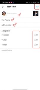uploading in-feed video-setting details