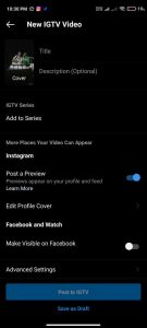 how to post a video on Instagram-IGTV-setting details-