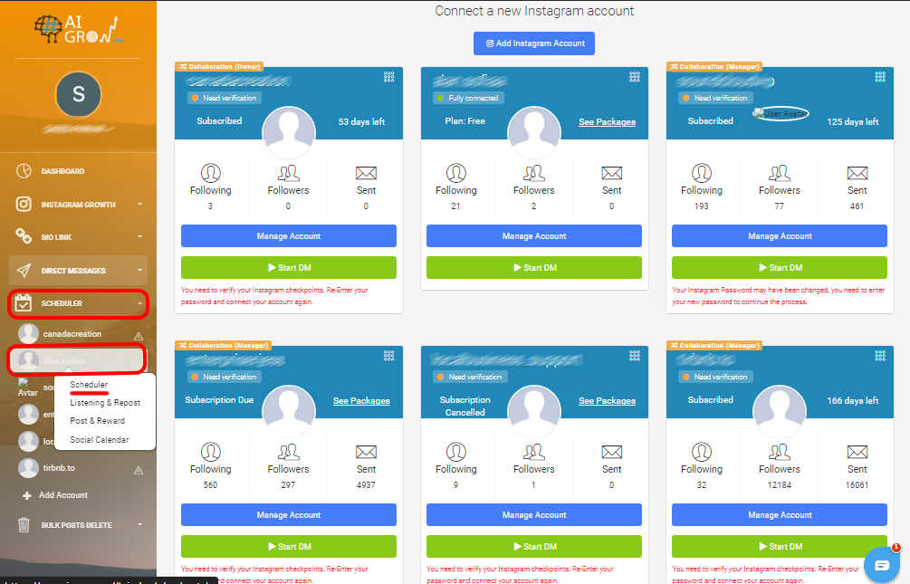 tool for multiple accounts management