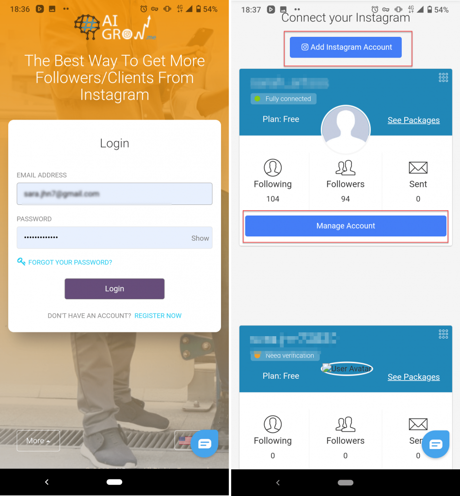 Manage Instagram accounts with aigrow