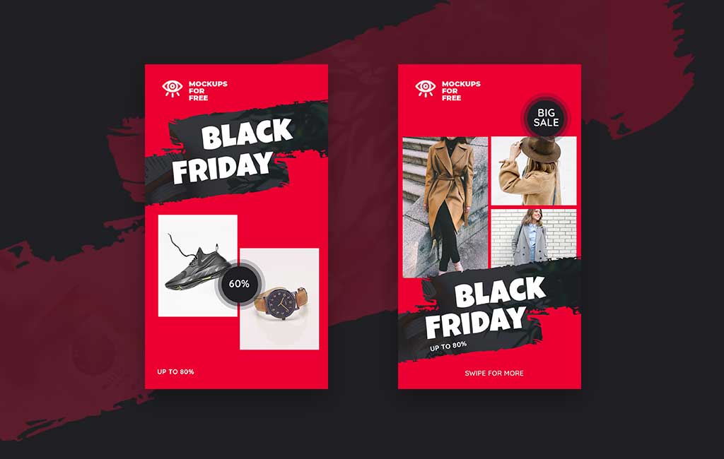 Black Friday Instagram Stories with red themes