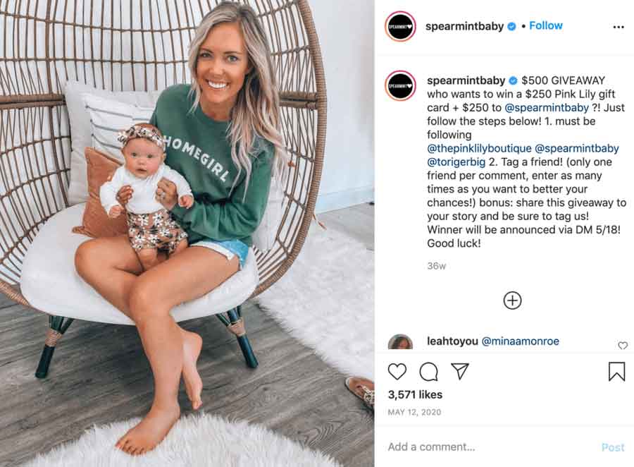  run a brand giveaway to boost Instagram eCommerce sales