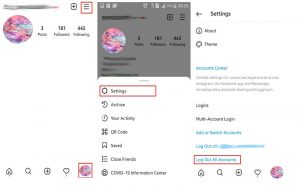 Instagram log out