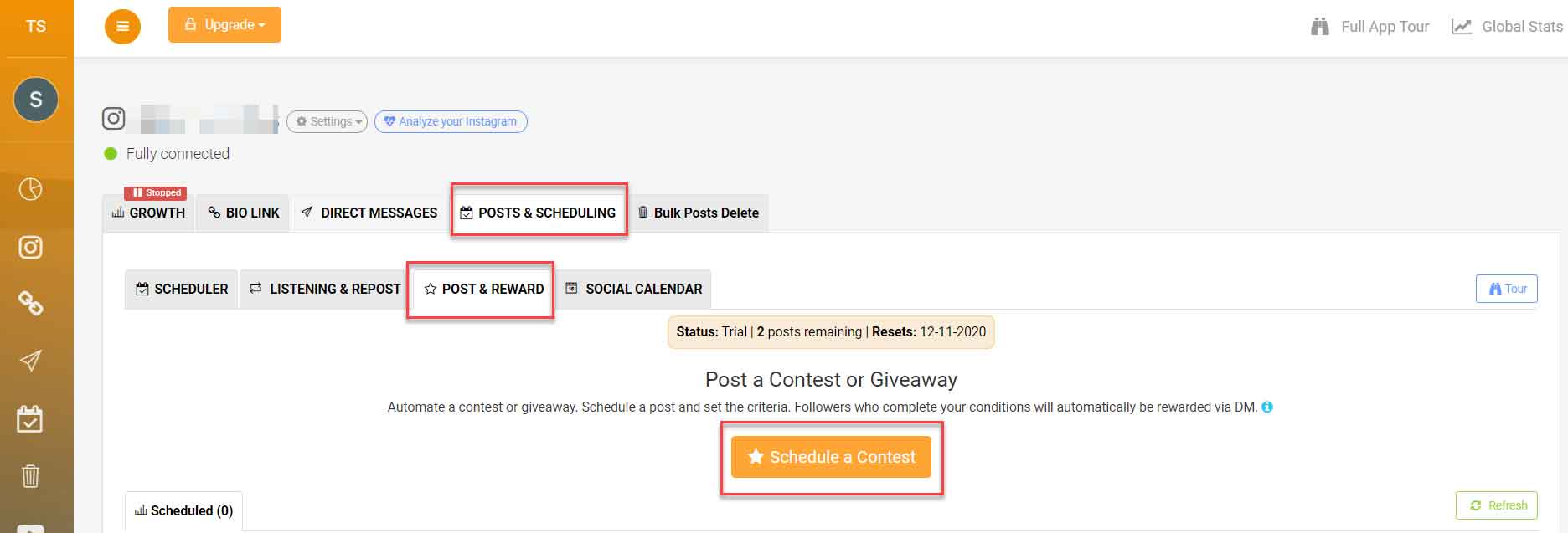 schedule an Instagram contest