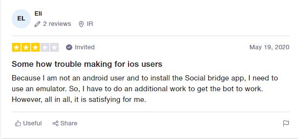 Instamber review on Trustpilot