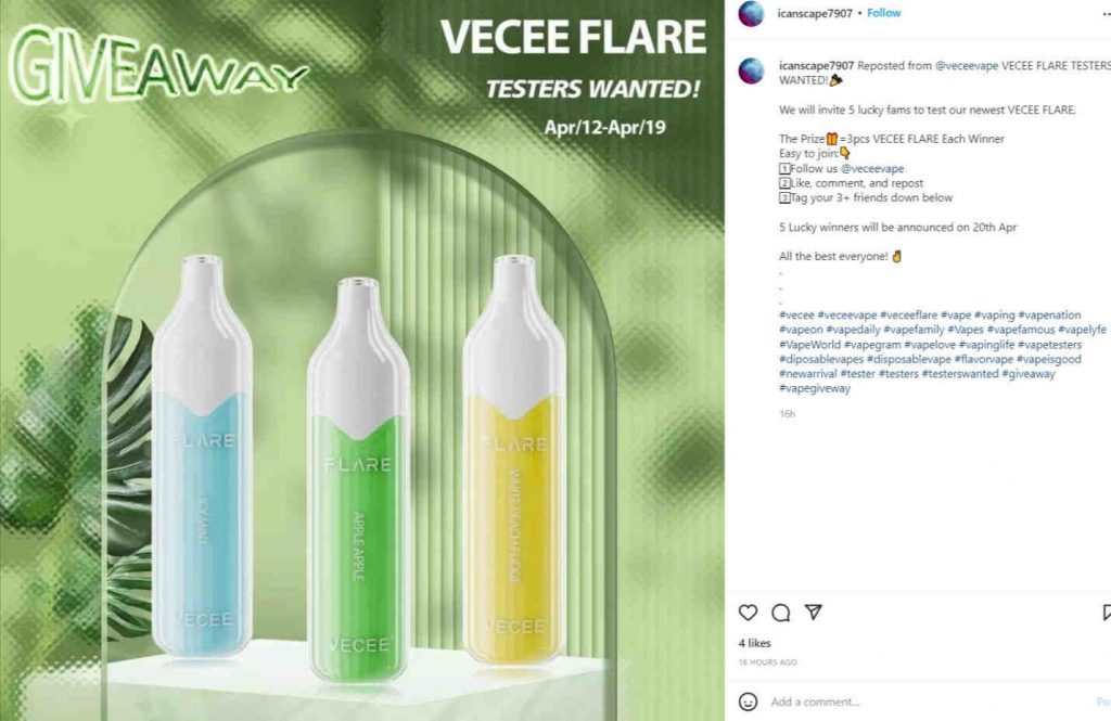 an example of a giveaway caption on Instagram