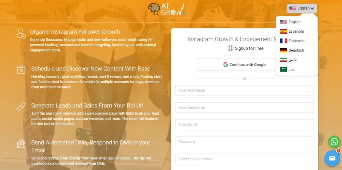 AiGrow sign up part 2