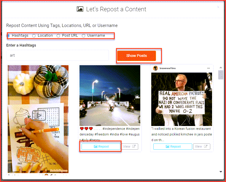 repost feed posts on Instagram