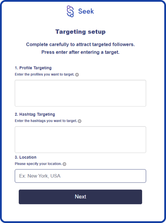 Seek Socially targeting options