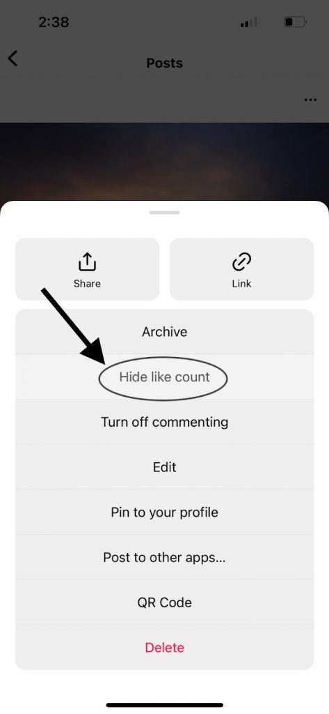 click on three dots and tap hide like count
