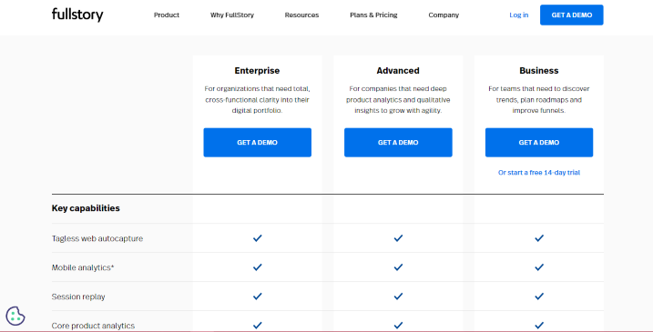 Fullstory Pricing Page