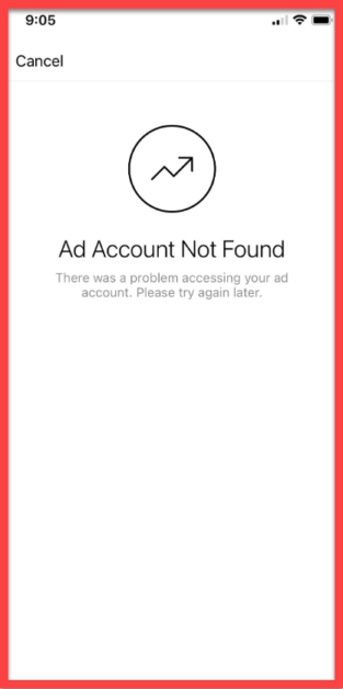 ad account not found error on instagram