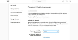 instagram deactivated account