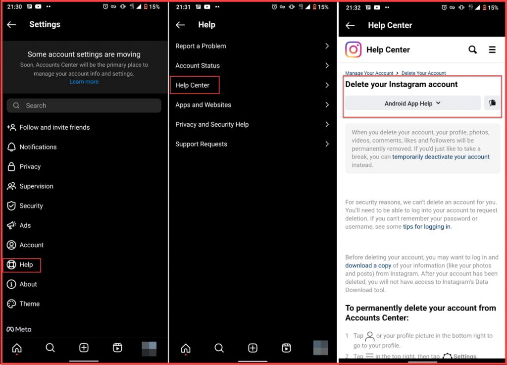 instagram help center