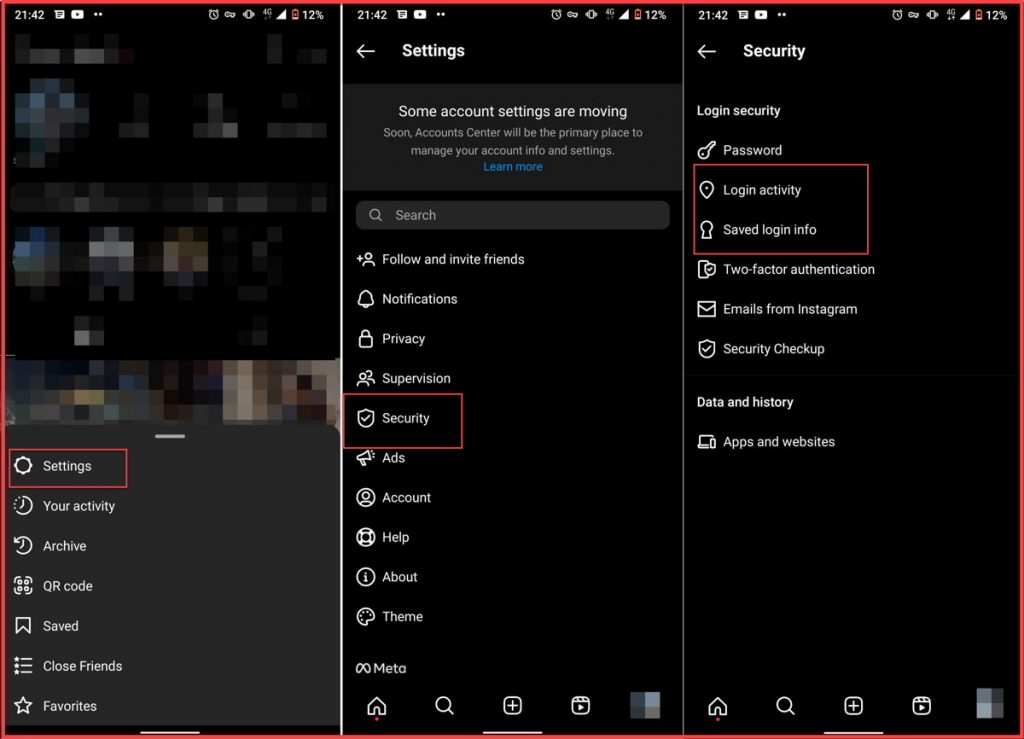 instagram login info