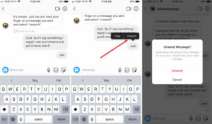 unsending a message on instagram