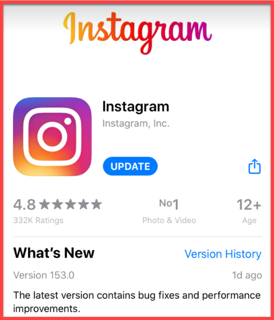 update instagram app iphone