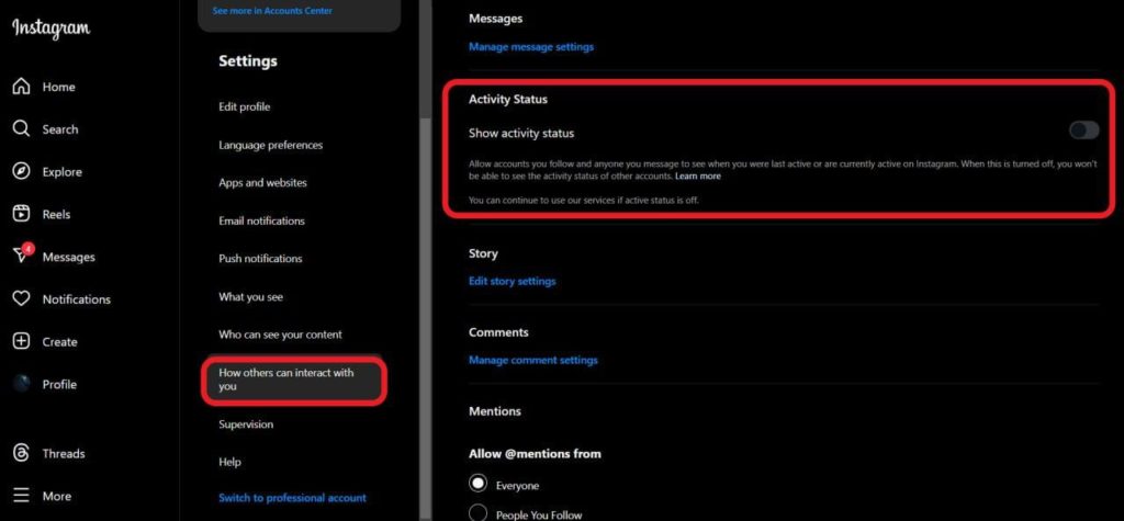 Show activity status on PC