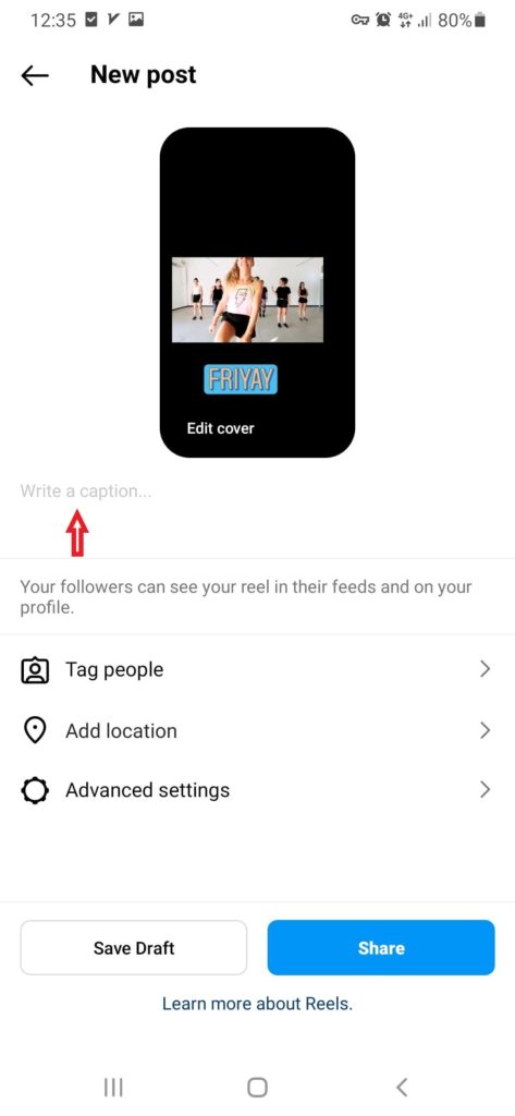 how to share reel video