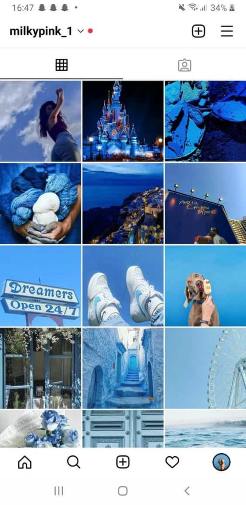 dark blue theme Instagram