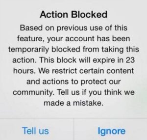 Instagram action blocks