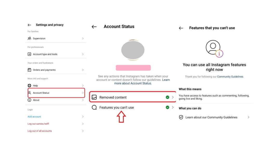 Monitor action block status on Instagram