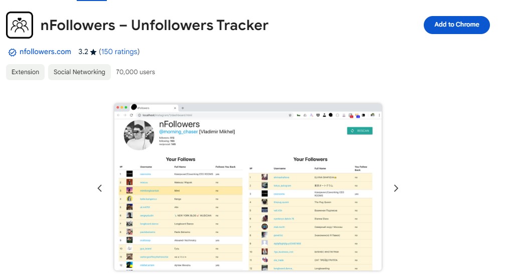 nFollowers chrome extension