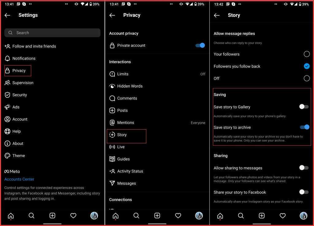 auto save stories to camera roll