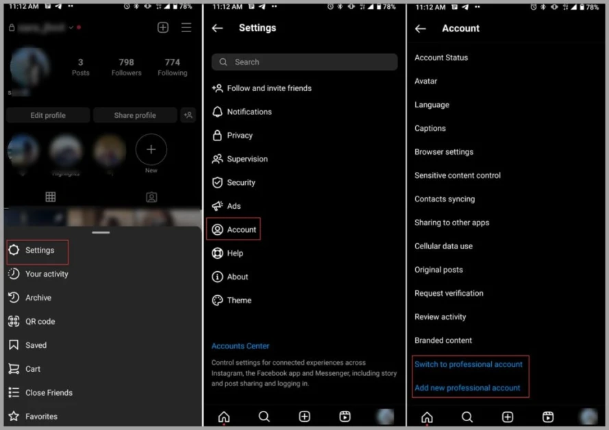 switch to creator account