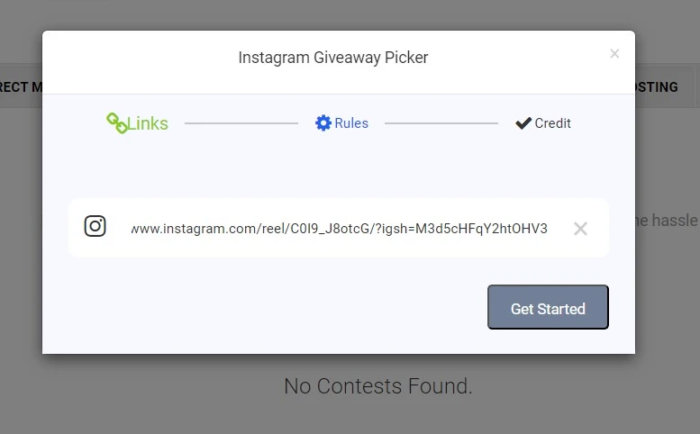 sharing Instagram giveaway link 