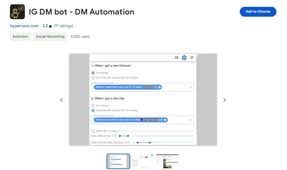Instagram DM bot extension