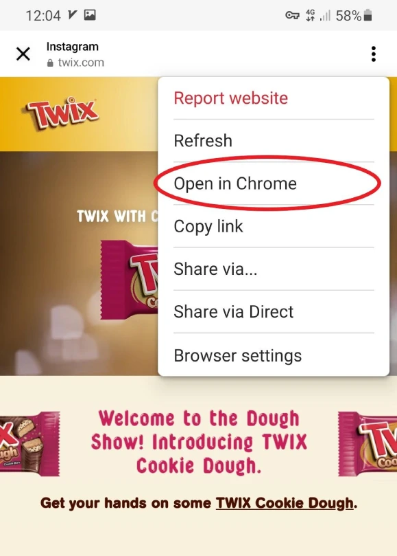 External browser Instagram