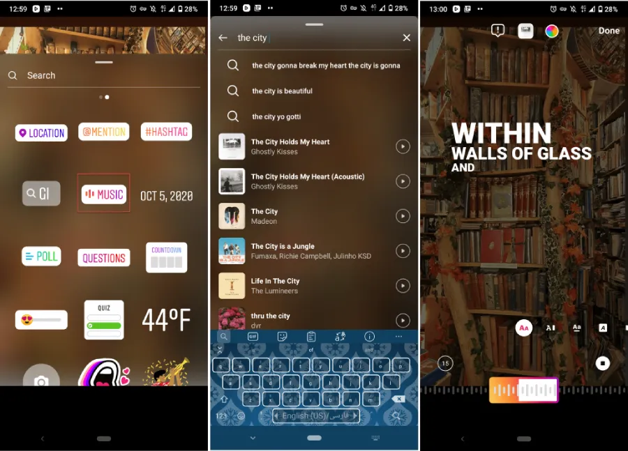 add music to Instagram story