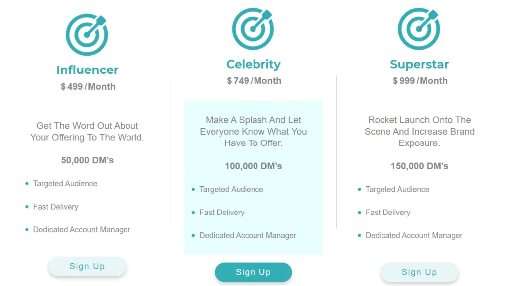 social sensei direct message pricing plans