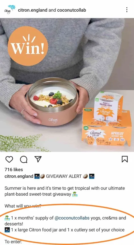 Instagram giveaway prize