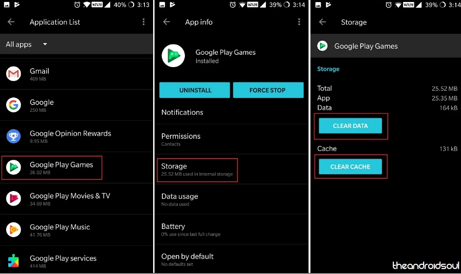 clear cache on android