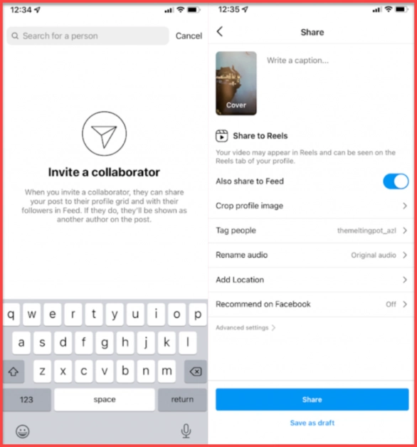 Instagram reel collaborations
