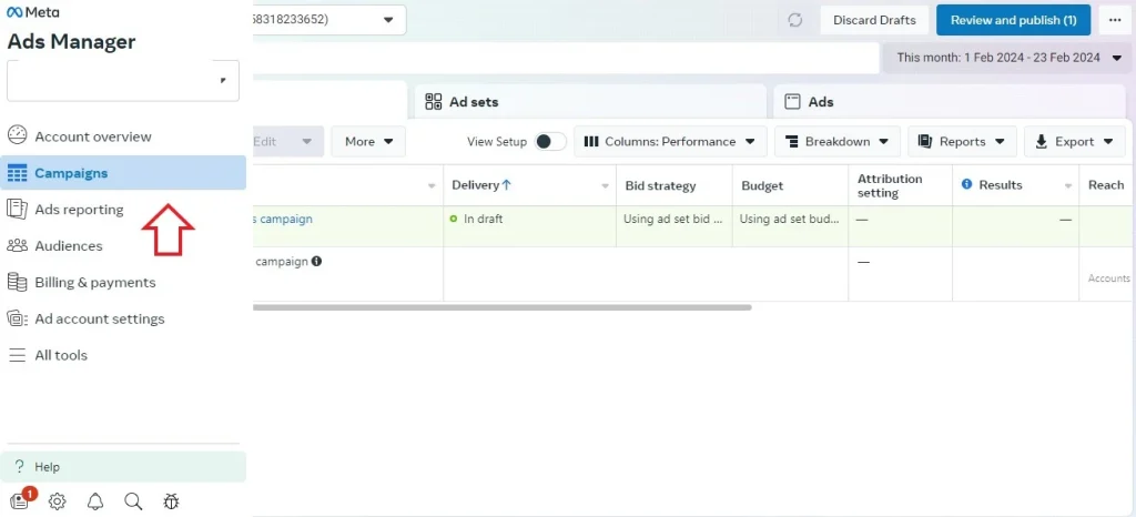 creating campaign on ads manager
