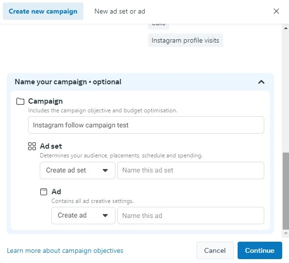 campaign naming on ads manager
